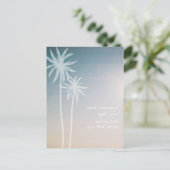 Sunset Ombré Beach Hochzeit Save the Date Ankündigungspostkarte (Stehend Vorderseite)