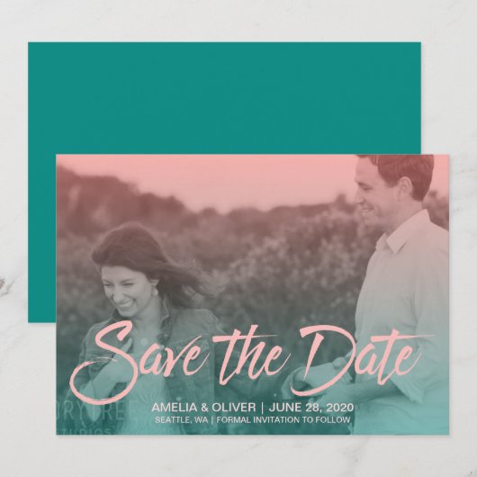 Sunset Ombre Gradient Foto Save the Date (Vorne/Hinten)