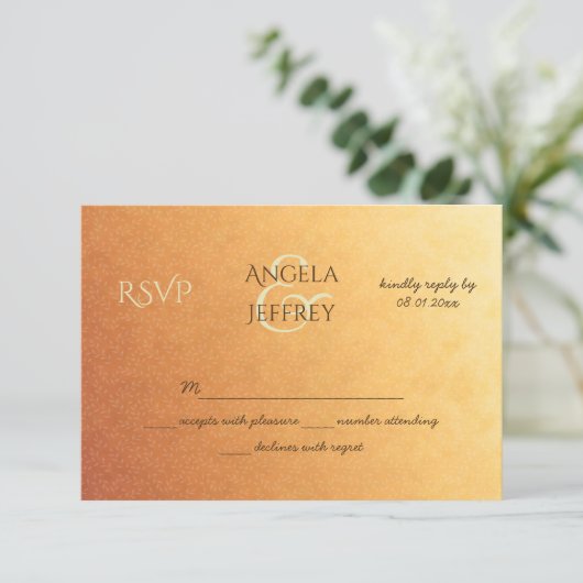 Sunset Ombre Gradient mit winzigen Blätter Muster RSVP Karte (Stehend Vorderseite)
