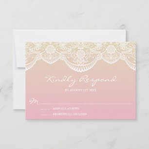 Sunset Ombre Lace Pattern Wedding RSVP