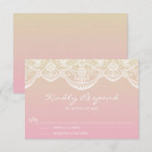 Sunset Ombre Lace Pattern Wedding RSVP Karte (Vorne/Hinten)