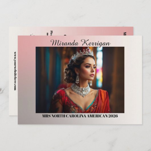 Sunset Ombre Landscape Pageant Autograph Card Einladung (Vorne/Hinten)