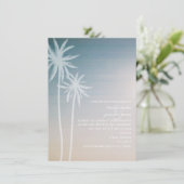 Sunset Ombré Palm Trees Beach Hochzeit Einladung (Stehend Vorderseite)