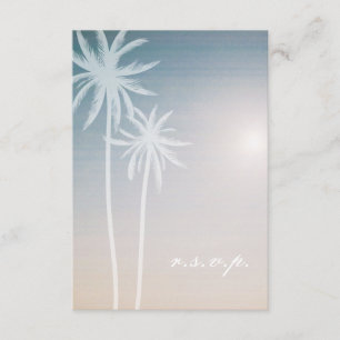 Sunset Ombré Palm Trees Beach Wedding UAWG RSVP Karte