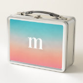 Sunset Ombre Türkis to Pink Initial Metall Brotdose (Vorderseite)