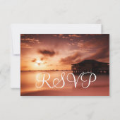 Sunset on Beach Harbour Marina Wedding RSVP Cards Karte (Rückseite)