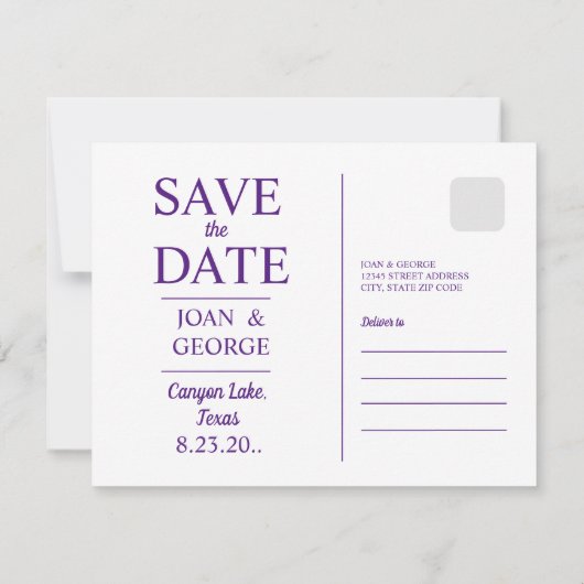 Sunset on Canyon Lake, Texas, Travel Postcard, Save The Date (Rückseite)