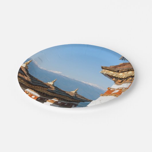 Sunset on Dochula Pass - Bhutan, Himalaya Pappteller (Schrägansicht)