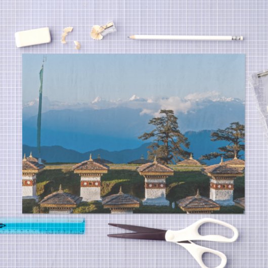 Sunset on Dochula Pass - Bhutan, Himalaya Seidenpapier (Handwerk)