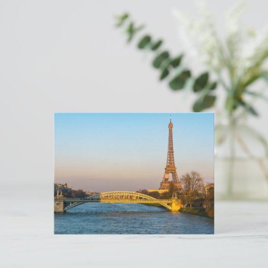 Sunset on Eiffel Tower and Pont Rouelle - Paris Postkarte (Stehend Vorderseite)