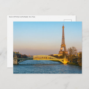 Sunset on Eiffel Tower and Pont Rouelle - Paris Postkarte