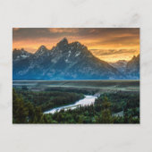 Sunset on Grand Teton and Snake River Postkarte (Vorderseite)