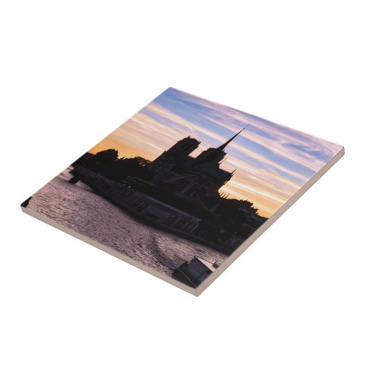 Sunset on Notre Dame de Paris - Paris, Frankreich Fliese (Seite)