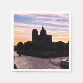 Sunset on Notre Dame de Paris - Paris, Frankreich Serviette