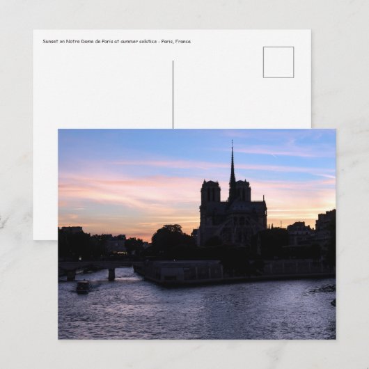 Sunset on Notre Dame de Paris Postkarte (Vorne/Hinten)
