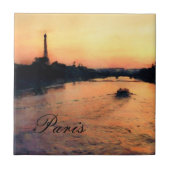 Sunset on Seine in Paris, Frankreich Tile Fliese (Vorderseite)