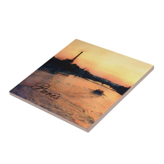 Sunset on Seine in Paris, Frankreich Tile Fliese (Seite)