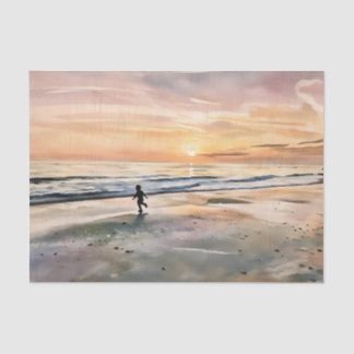 Sunset on the Beach child playing tissue paper Seidenpapier