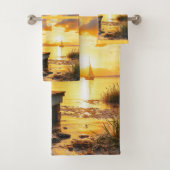 Sunset on the dock on the lake badhandtuch set (Insitu)