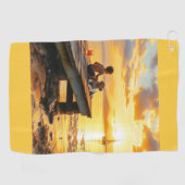 Sunset on the dock on the lake golfhandtuch (Horizontal)