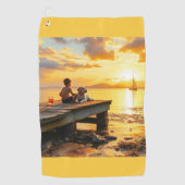 Sunset on the dock on the lake golfhandtuch (Vorderseite)