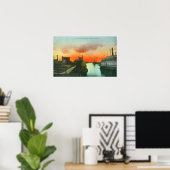 Sunset on the Harbour ViewStockton, CA Poster (Heimbüro)
