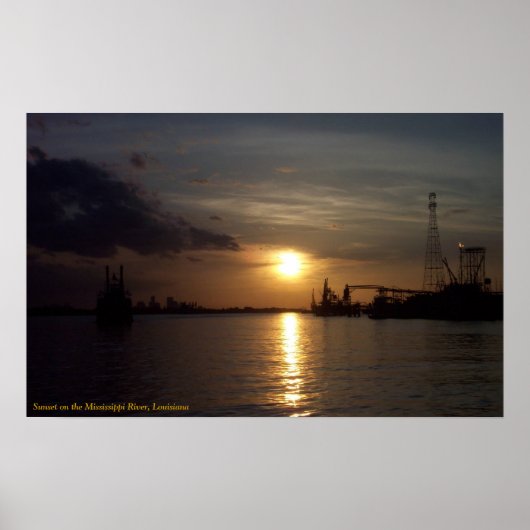 Sunset on the Mississippi River, LA Poster (Vorne)