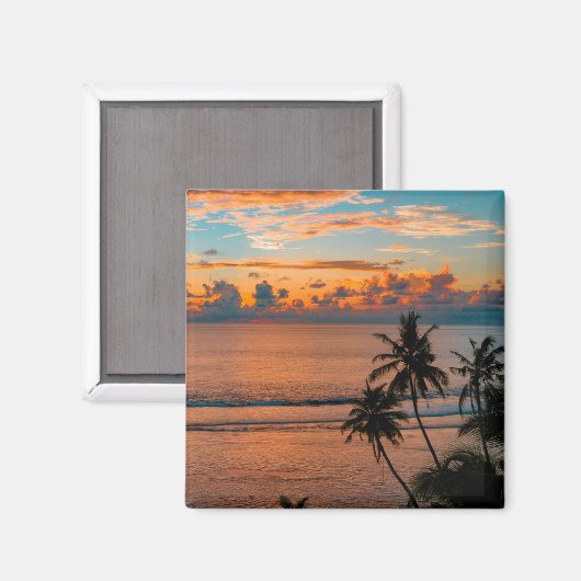 Sunset on this beautiful Mauritius Beachmagnet Magnet (Vorderseite/Rückseite)