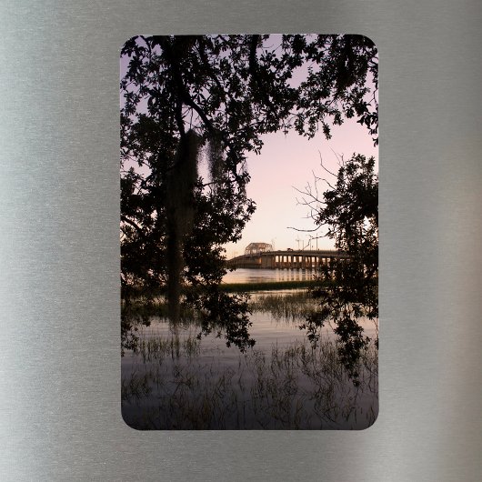 Sunset on Woods Memorial Bridge Beaufort SC Magnet