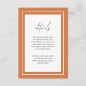 Sunset Orange Bold Border Moderne Hochzeit Begleitkarte (Vorderseite)