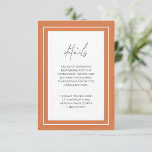 Sunset Orange Bold Border Moderne Hochzeit Begleitkarte