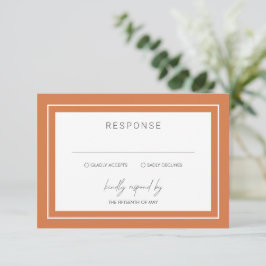 Sunset Orange Bold Border Moderne Hochzeit RSVP Karte