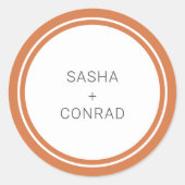 Sunset Orange Bold Border Moderne Hochzeit Runder Aufkleber (Vorderseite)