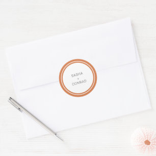 Sunset Orange Bold Border Moderne Hochzeit Runder Aufkleber
