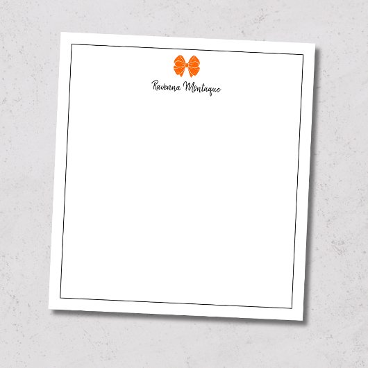 Sunset Orange Bow Border Script Custom Name Script Notizblock