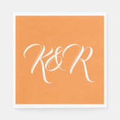 Sunset Orange Bride Groom Initials Serviette (Vorderseite)