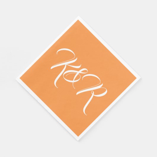 Sunset Orange Bride Groom Initials Serviette (Ecke)