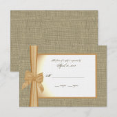 Sunset Orange Burlap und Bow Response Card RSVP Karte (Vorne/Hinten)
