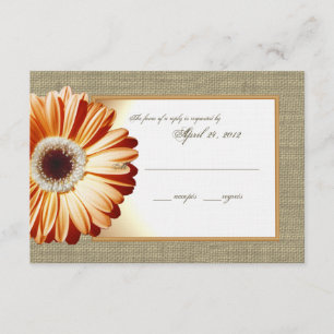 Sunset Orange Burlap und Daisy Response Card RSVP Karte