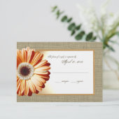 Sunset Orange Burlap und Daisy Response Card RSVP Karte (Stehend Vorderseite)