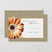 Sunset Orange Burlap und Daisy Response Card RSVP Karte (Vorne/Hinten)