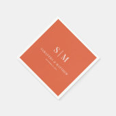 Sunset Orange Elegant Couple Initials Wedding Serviette (Ecke)