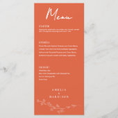Sunset Orange Formal Elegante Hochzeit Menükarte (Vorderseite)