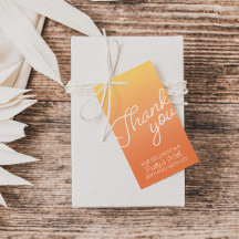 Sunset Orange Gradient Thank You Birthday Favor