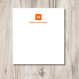 Sunset Orange Modern Chic Trendy Monogram Name  Notizblock