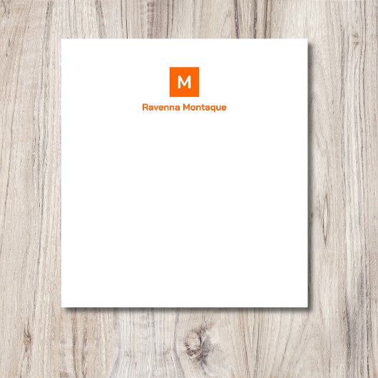 Sunset Orange Modern Chic Trendy Monogram Name  Notizblock