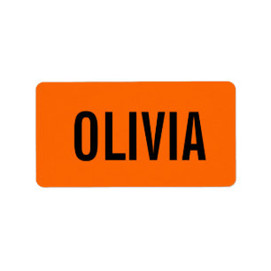 Sunset Orange Modern Name Trendy Minimalistisch Adressaufkleber