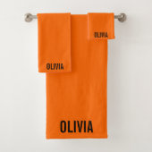 Sunset Orange Modern Name | Trendy Minimalistisch Badhandtuch Set (Insitu)