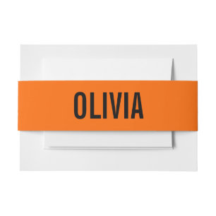 Sunset Orange Modern Name   Trendy Minimalistisch Einladungsbanderole