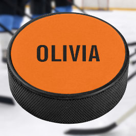 Sunset Orange Modern Name | Trendy Minimalistisch Eishockey Puck